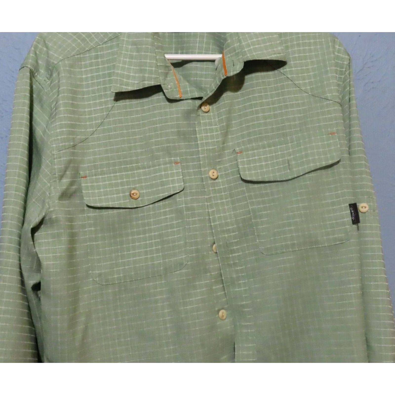 Orvis Orvis Shirt Men's Medium Green White Striped Button-Down Long Sleeve Shirt Size US M / EU 48-50 / 2 - 4 Thumbnail