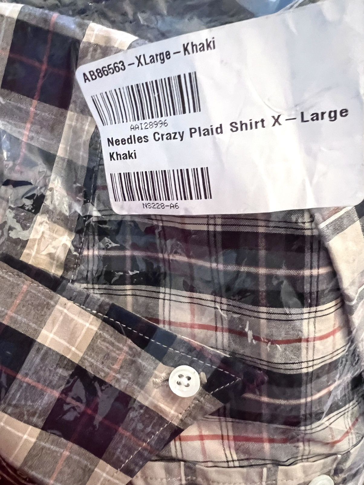 Needles Needles Crazy Plaid Shirt XL Khaki Size US XL / EU 56 / 4 - 7 Thumbnail