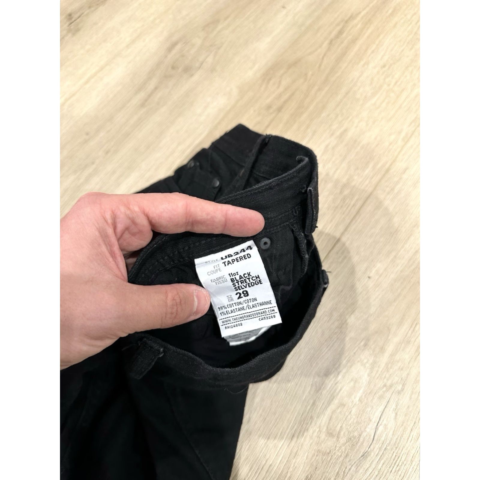 The Unbranded Brand Unbranded Ub244 Tapered Selvedge Denim Black Button Fly Jeans 29 Regular Men 29x31 Medium Rise Stretch 5-Pocket Denim Jeans Size US 29 - 6 Thumbnail