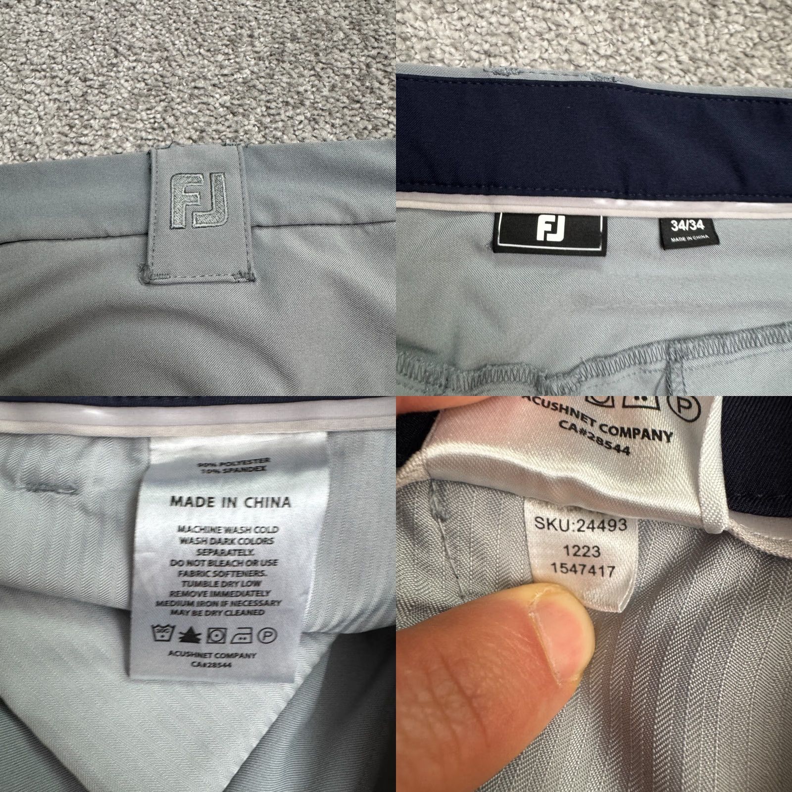 Hurley FootJoy FJ Performance Golf Chino Pants Mens 34x34 Gray Flat Front Straight Leg Size US 40 / EU 56 - 8 Thumbnail