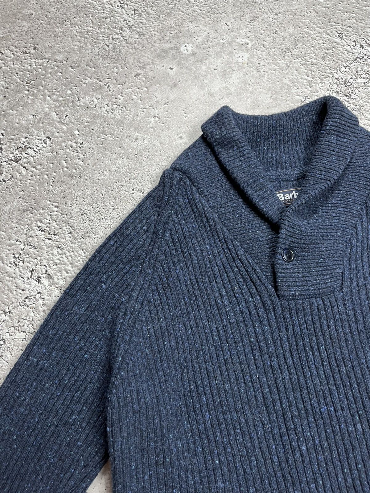 Barbour Barbour Wool Blend Ribbed Shawl Collar Sweater XL Navy Size US XL / EU 56 / 4 - 8 Thumbnail