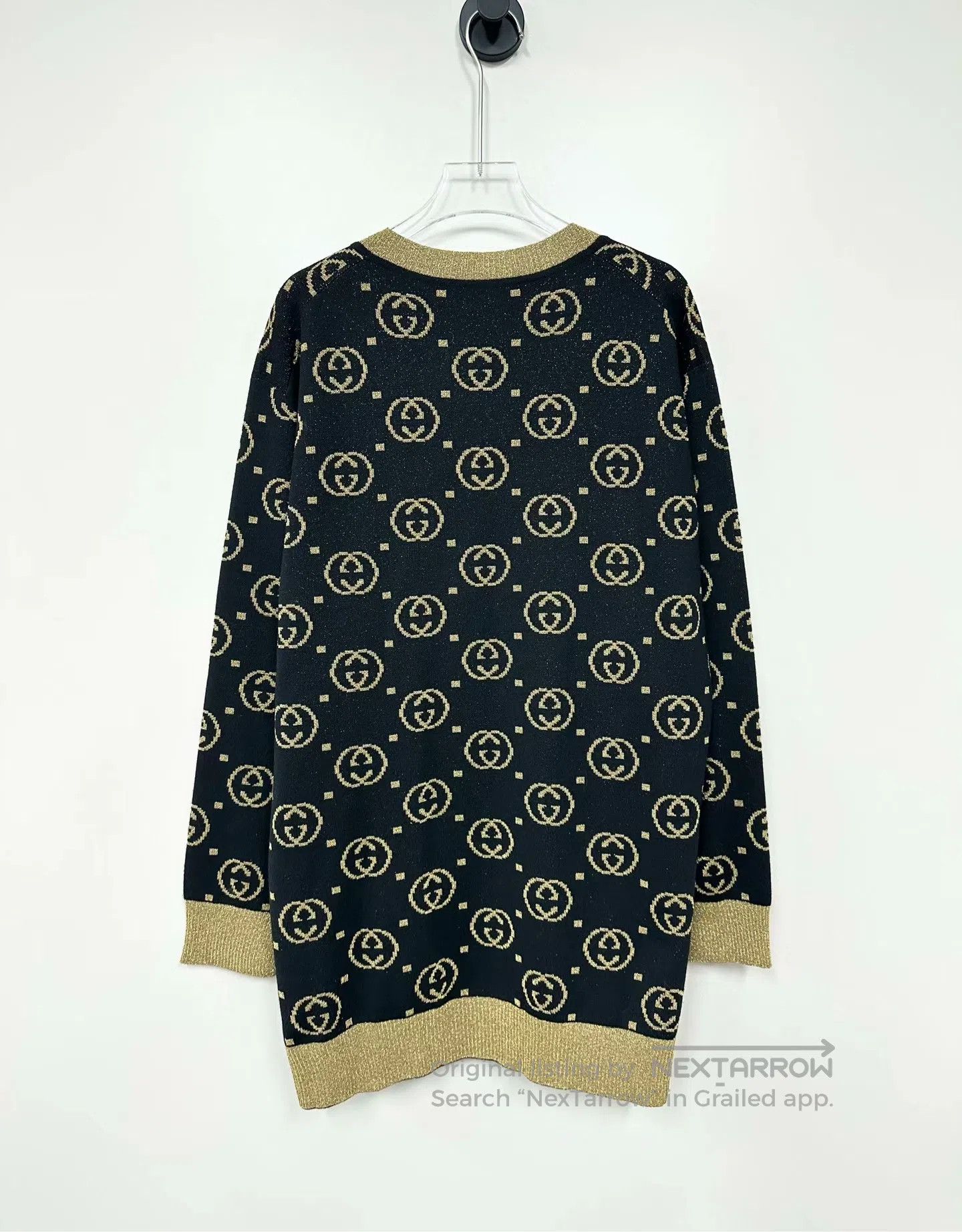 Gucci Guicci Black Gold Double G Logo Knit Cardigan Jacket| Size US XS / EU 42 / 0 - 2 Thumbnail