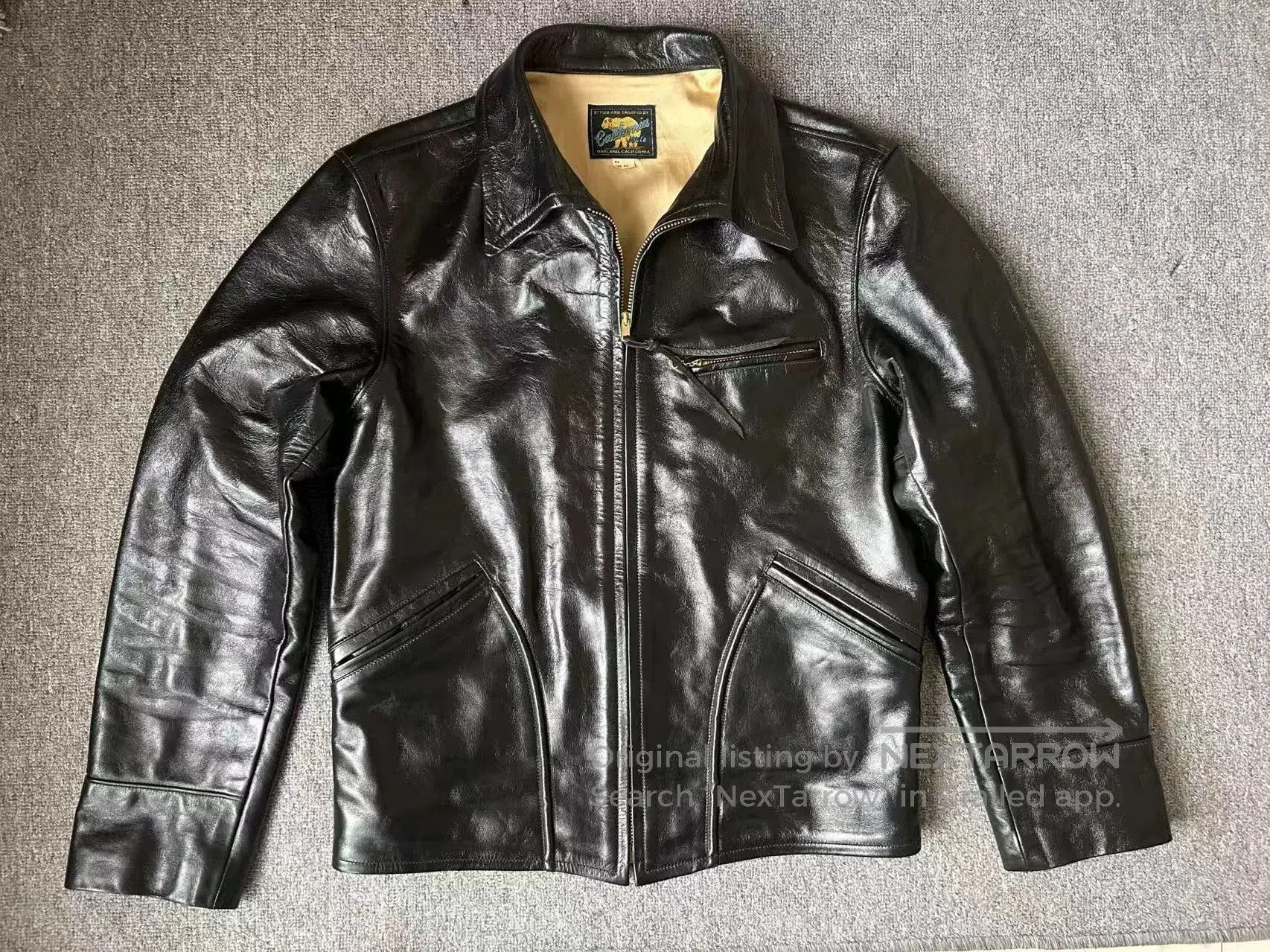 California Republic rare black leather jacket with unique design. Size US XXL / EU 58 / 5 - 1 Thumbnail