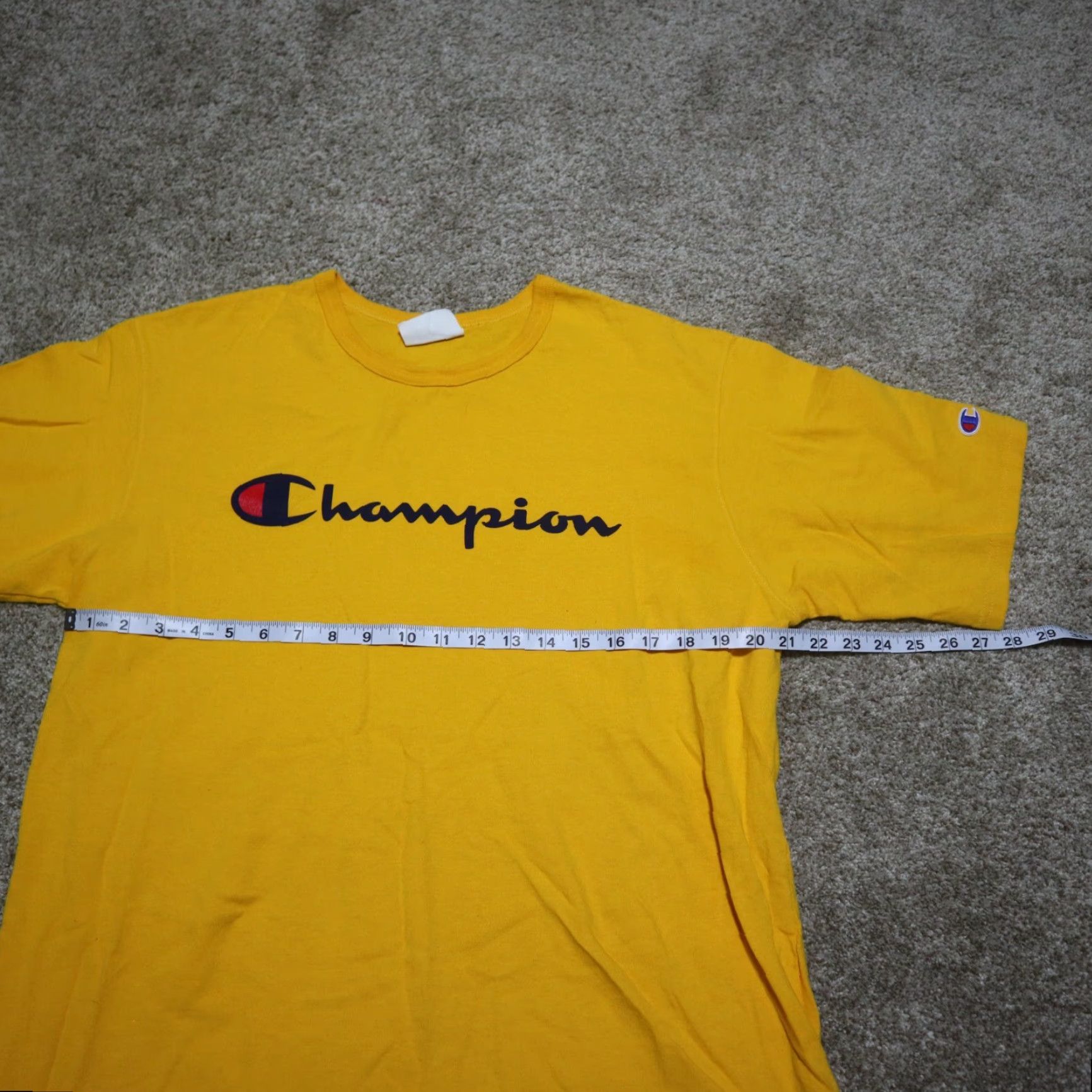 Champion Champion T-Shirt Yellow Logo Classic Graphic Mens XL Shirt Size US XL / EU 56 / 4 - 4 Thumbnail