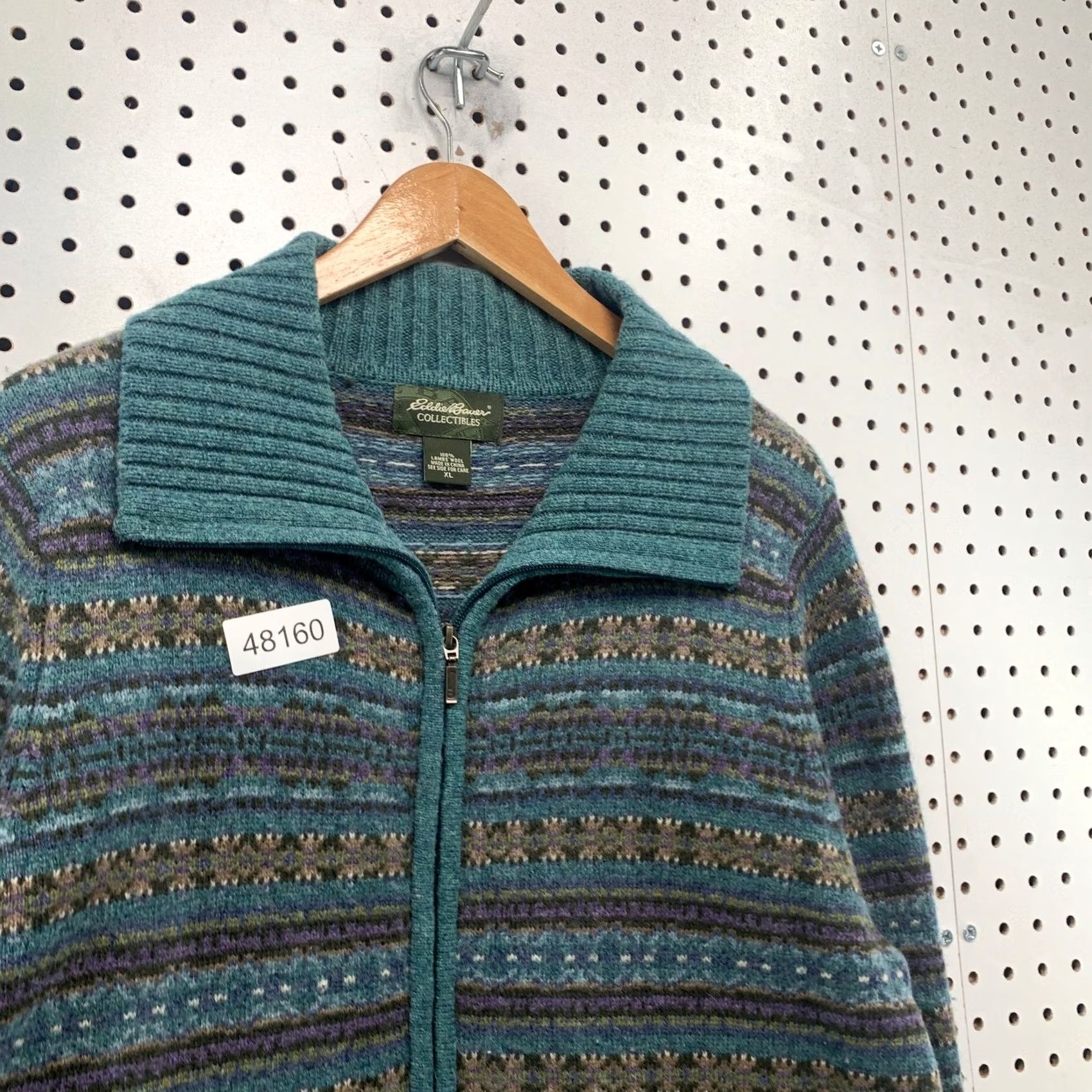 Eddie Bauer Eddie Bauer Wool Cardigan Sweater Womens XL Teal Collectibles Fair Isle Collar Vintage Size XL / US 12-14 / IT 48-50 - 7 Thumbnail