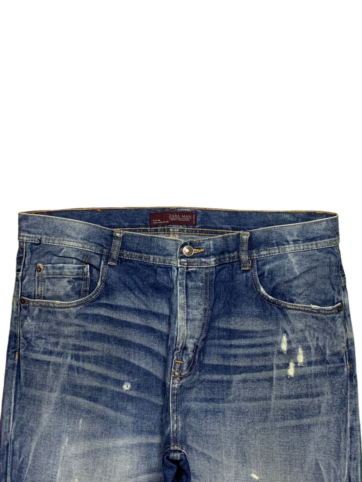 Zara Vintage Zara Man Selvedge Faded Wash Distressed Loose Jeans Size US 37 - 5 Thumbnail