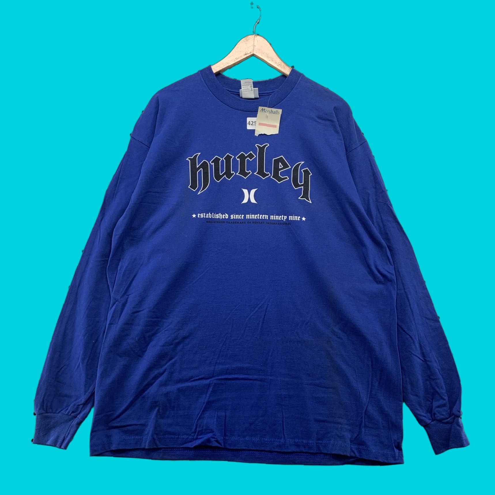 Hurley VTG NEW Hurley Long Sleeve Shirt Blue Mens XL Skater Motorcycle NWT Size US XL / EU 56 / 4 - 1 Thumbnail