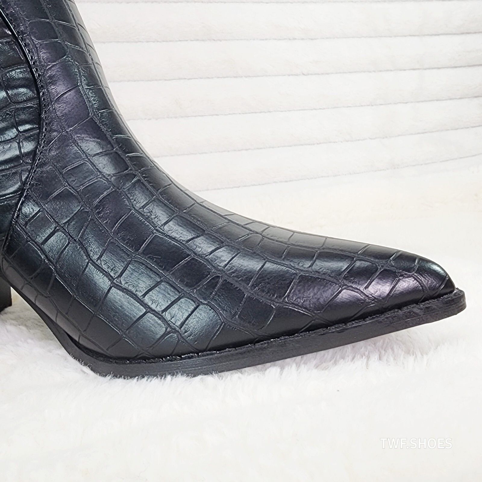 Other Dallas Black Snake Texture Western Knee High Draped Chain Co Size US 8 / IT 38 - 2 Thumbnail