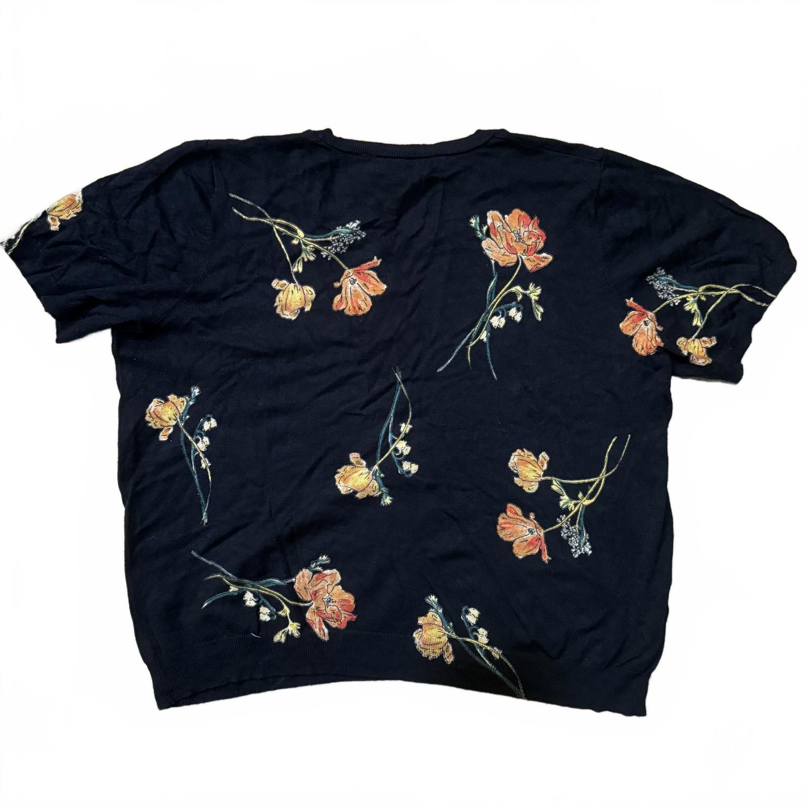 Designer Daniel Rainn floral lightweight sweater tee, navy – XXL Size XXL / US 16-18 / IT 52-54 - 2 Thumbnail