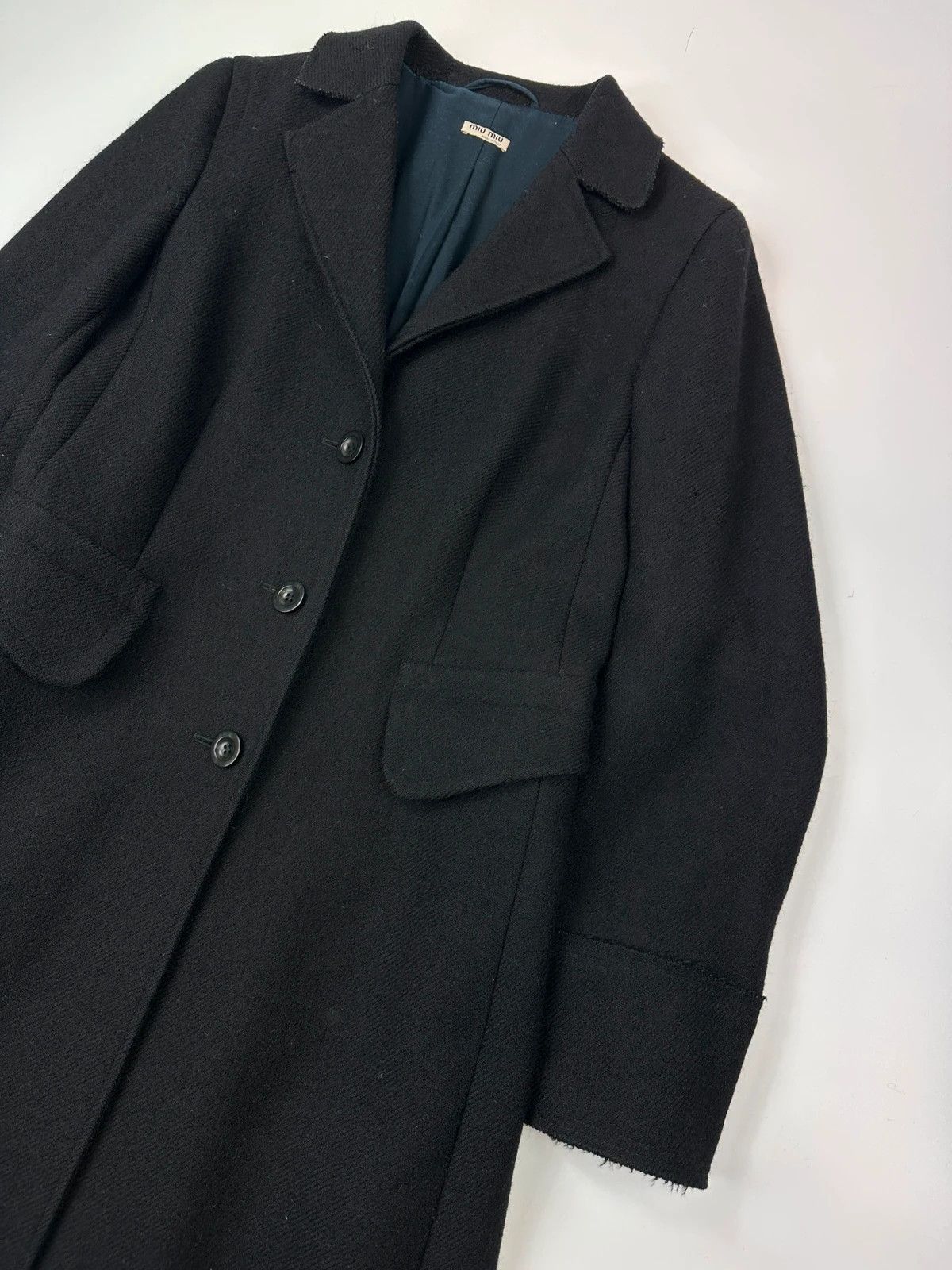 Miu Miu Miu Miu FW00-05 Black Wool & Mohair Long Trench Coat Size L / US 10 / IT 46 - 2 Thumbnail