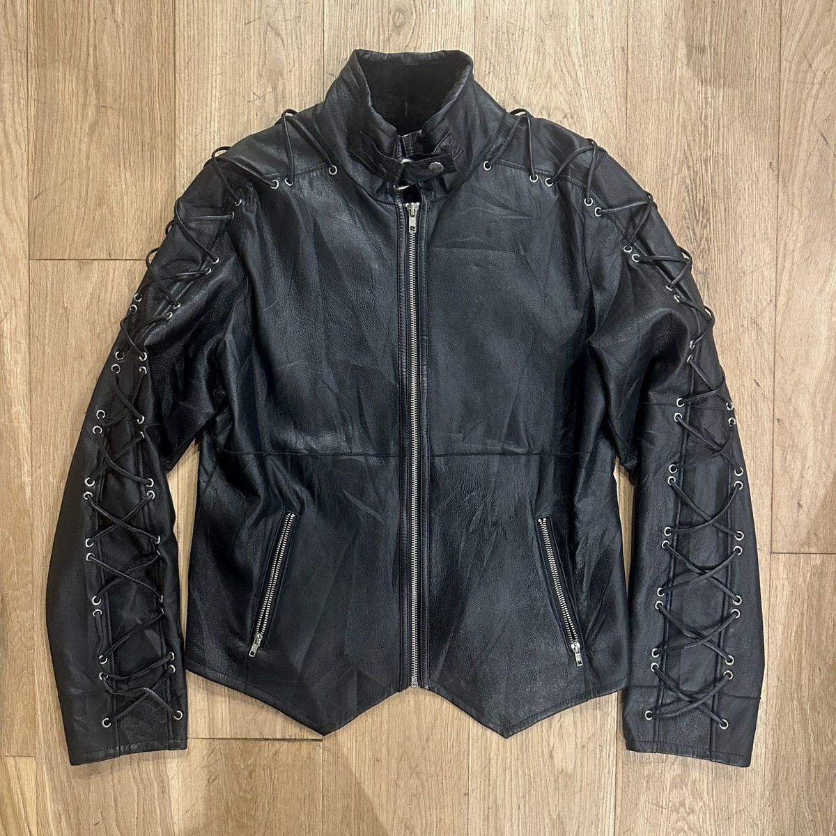 Japanese Brand Punk Leather Lace Jacket Size US S / EU 44-46 / 1 - 1 Thumbnail