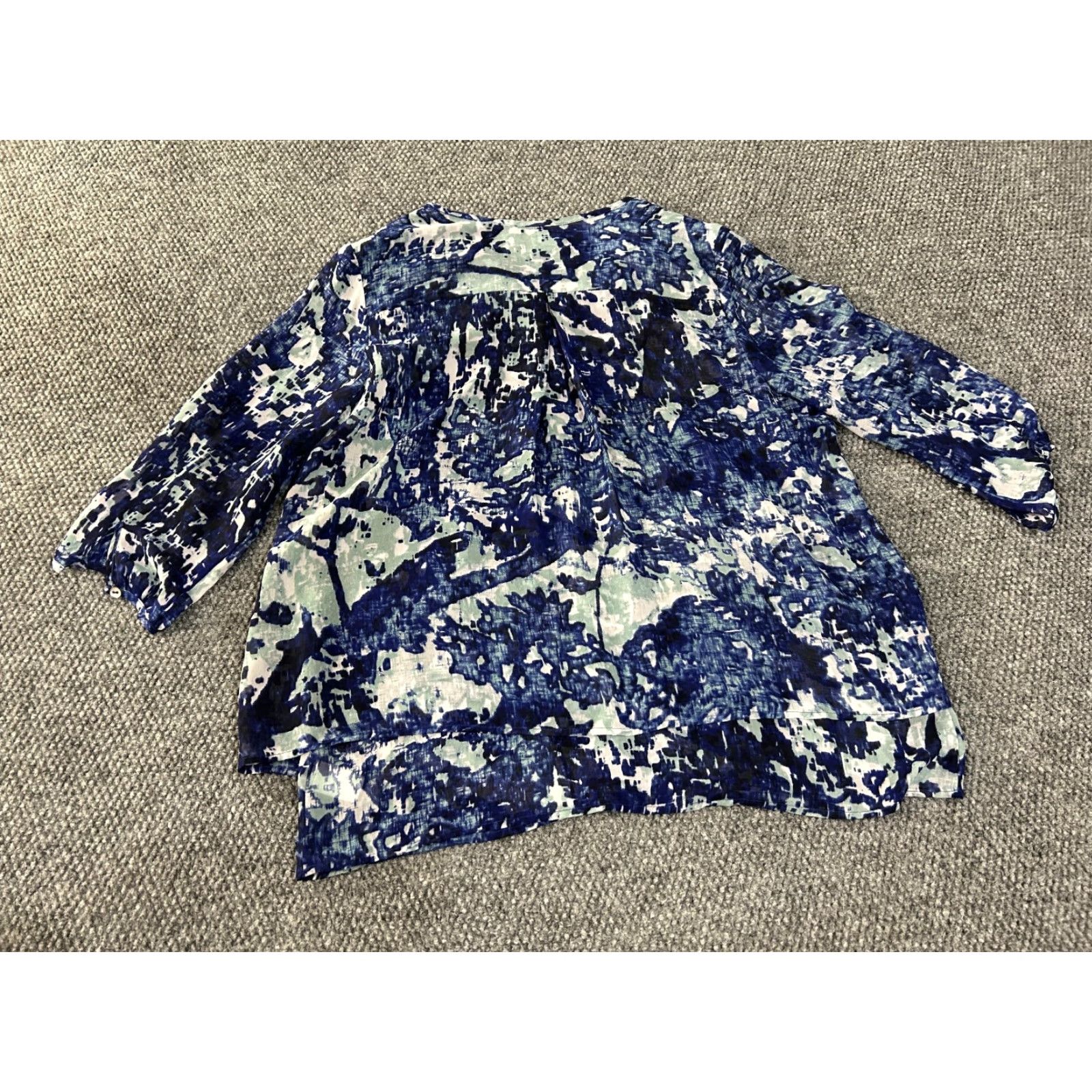 Coldwater Creek Coldwater Creek Blouse Shirt Womens Large Blue Green Abstract Knit Stretch Long Sleeve Casual Size L / US 10 / IT 46 - 7 Thumbnail