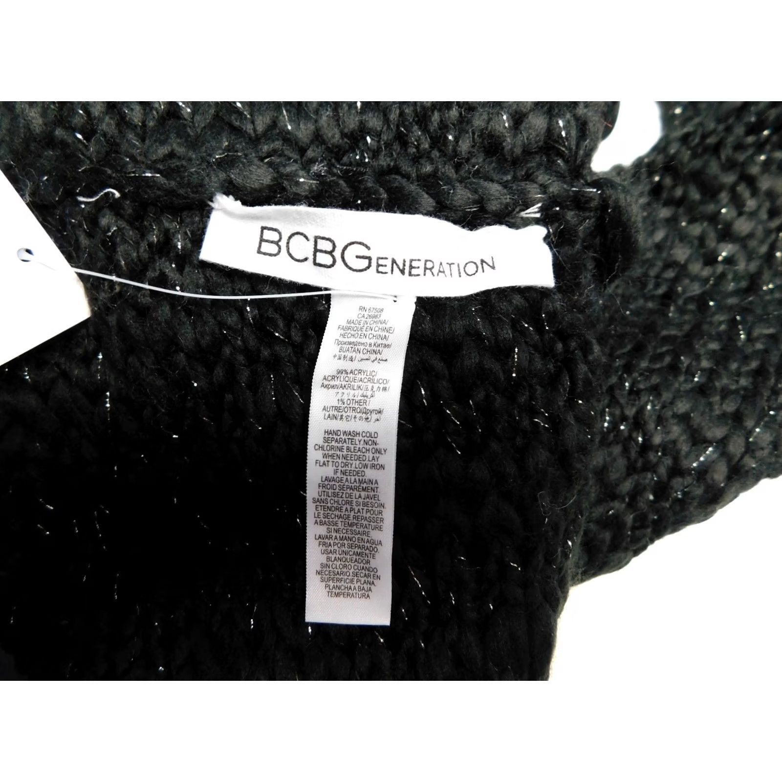 BCBGeneration BCBGeneration Scarf Infinity Knit Black Women Adult One Size 30" X 11" Acrylic Knit GN964611 Loop Cowl Size ONE SIZE - 3 Thumbnail