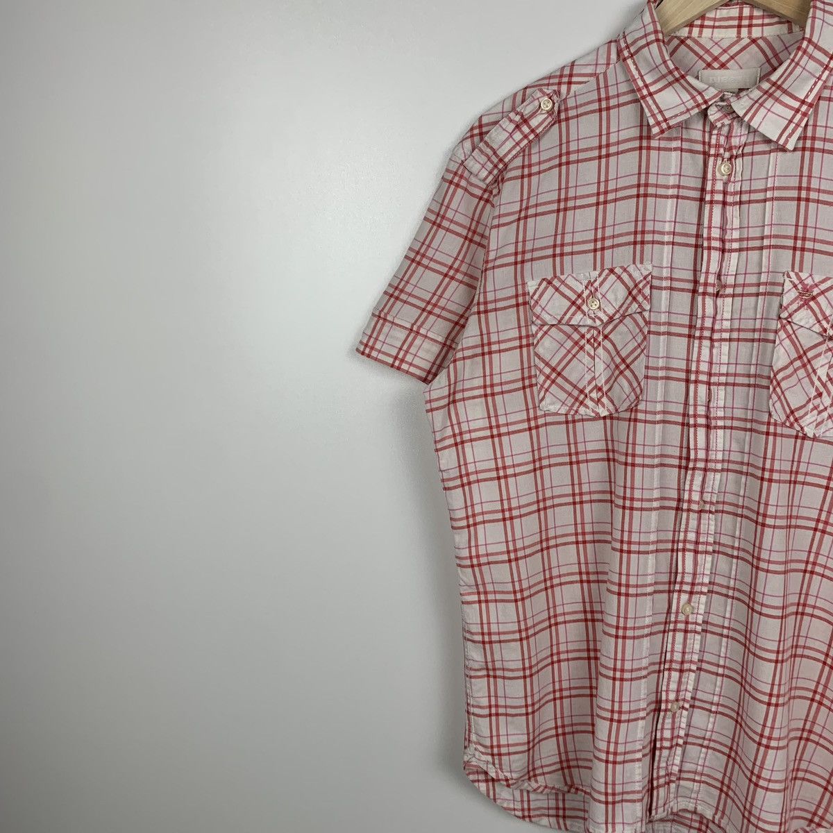 Diesel Vintage Y2K Diesel Avant Garde Plaid Shirt Short Sleeve XL Size US XL / EU 56 / 4 - 4 Thumbnail