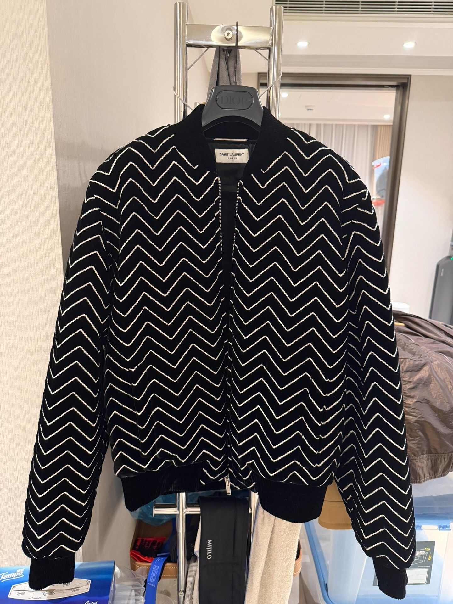 Saint Laurent Paris YSL Men's Velvet Pilot Jacket Size US M / EU 48-50 / 2 - 1 Thumbnail