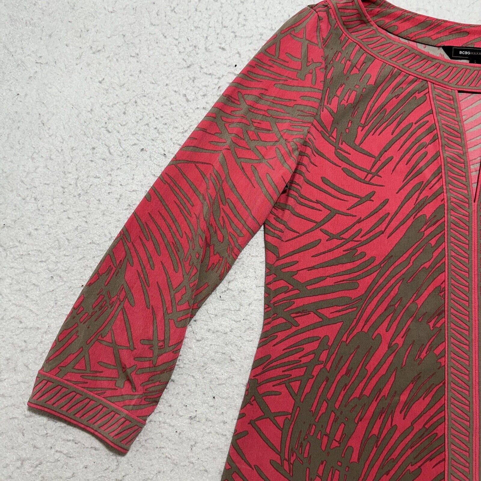 Other UK BCBGMaxAzria Small Pink 3/4 Sleeve Pullover Shift Dress Size S / US 4 / IT 40 - 6 Thumbnail