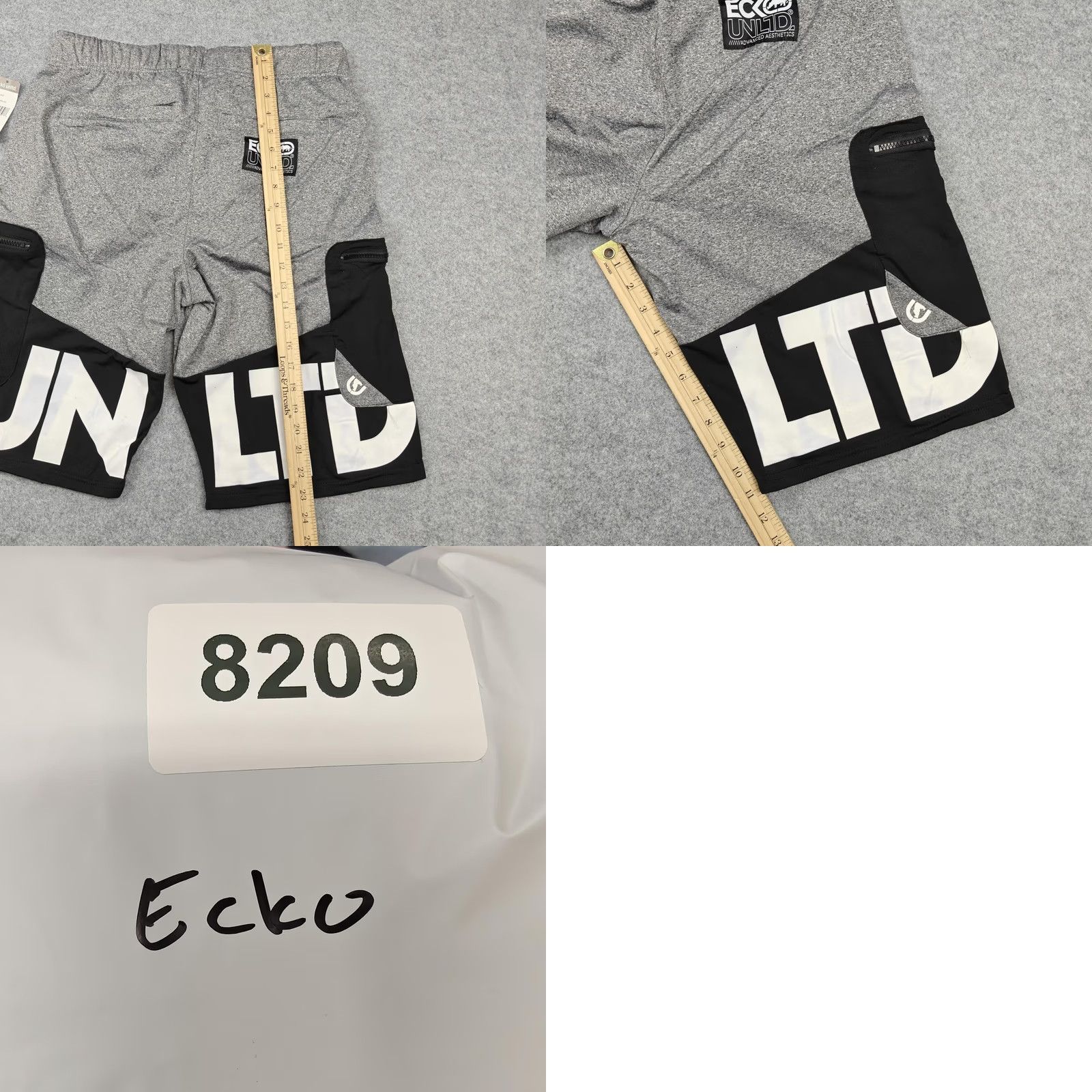 Ecko Unltd. Ecko Unltd Shorts Mens Medium Grey Marled Colorblock Athletic Zip Pockets Gym Size US 31 - 8 Thumbnail