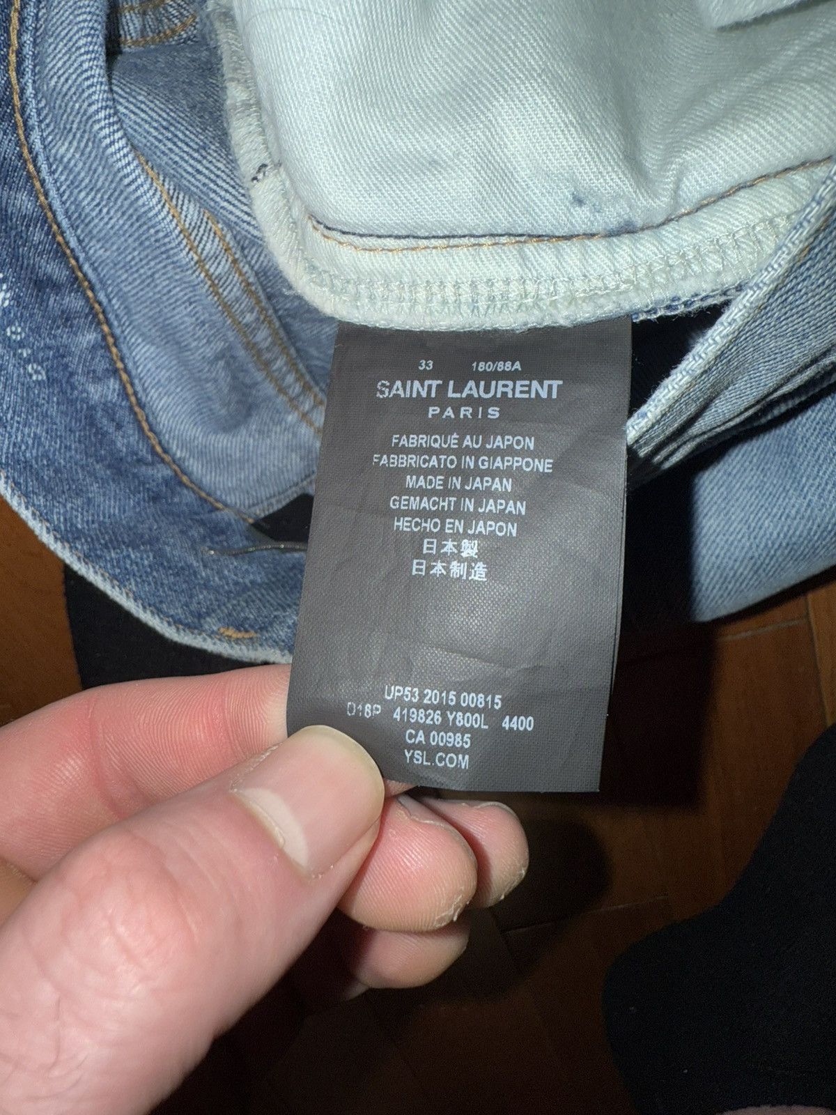 Saint Laurent Paris Saint Laurent 2015 Blue Knee Slit Jeans Size 33 Surf D10 Size US 33 - 12 Thumbnail