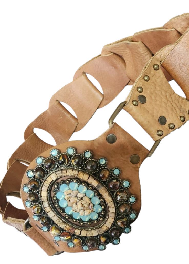 Other LeatheRock Custom Linked Leather Studded Rhinstone Size M/L Size ONE SIZE - 4 Thumbnail