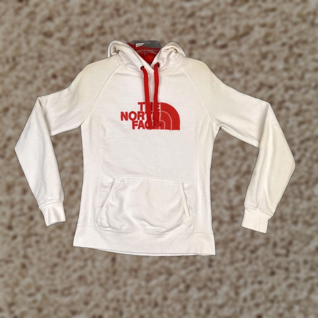 The North Face The North Face Hoodie Womens Medium White Red Logo Pullover Fleece Sweatshirt Size M / US 6-8 / IT 42-44 - 1 Thumbnail