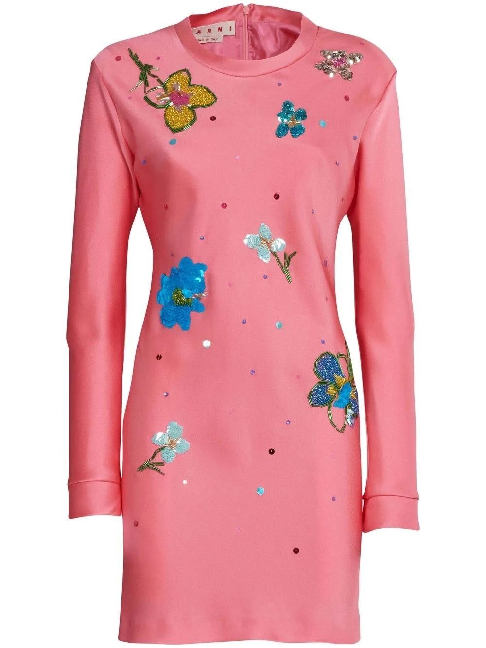 image of Marni O1W1Db10524 Floral Sequin Mini Dress In Pink, Women's (Size XL)