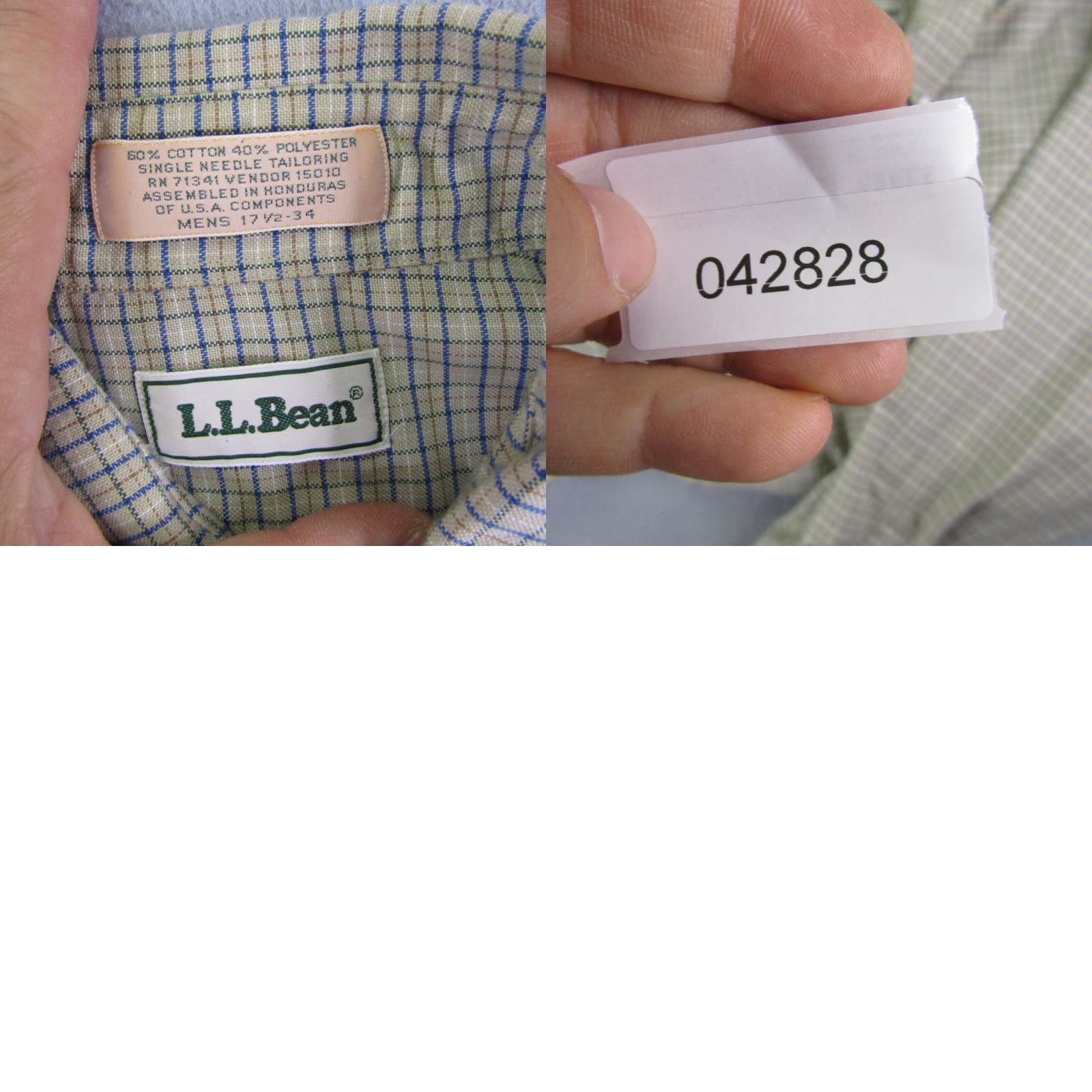 Vintage VINTAGE L.L. Bean Shirt Mens XL Beige Blue Plaid Button-Up Outdoors 17.5 - 34 Sleeve Long Collared Casual 汎 Size US XL / EU 56 / 4 - 8 Thumbnail