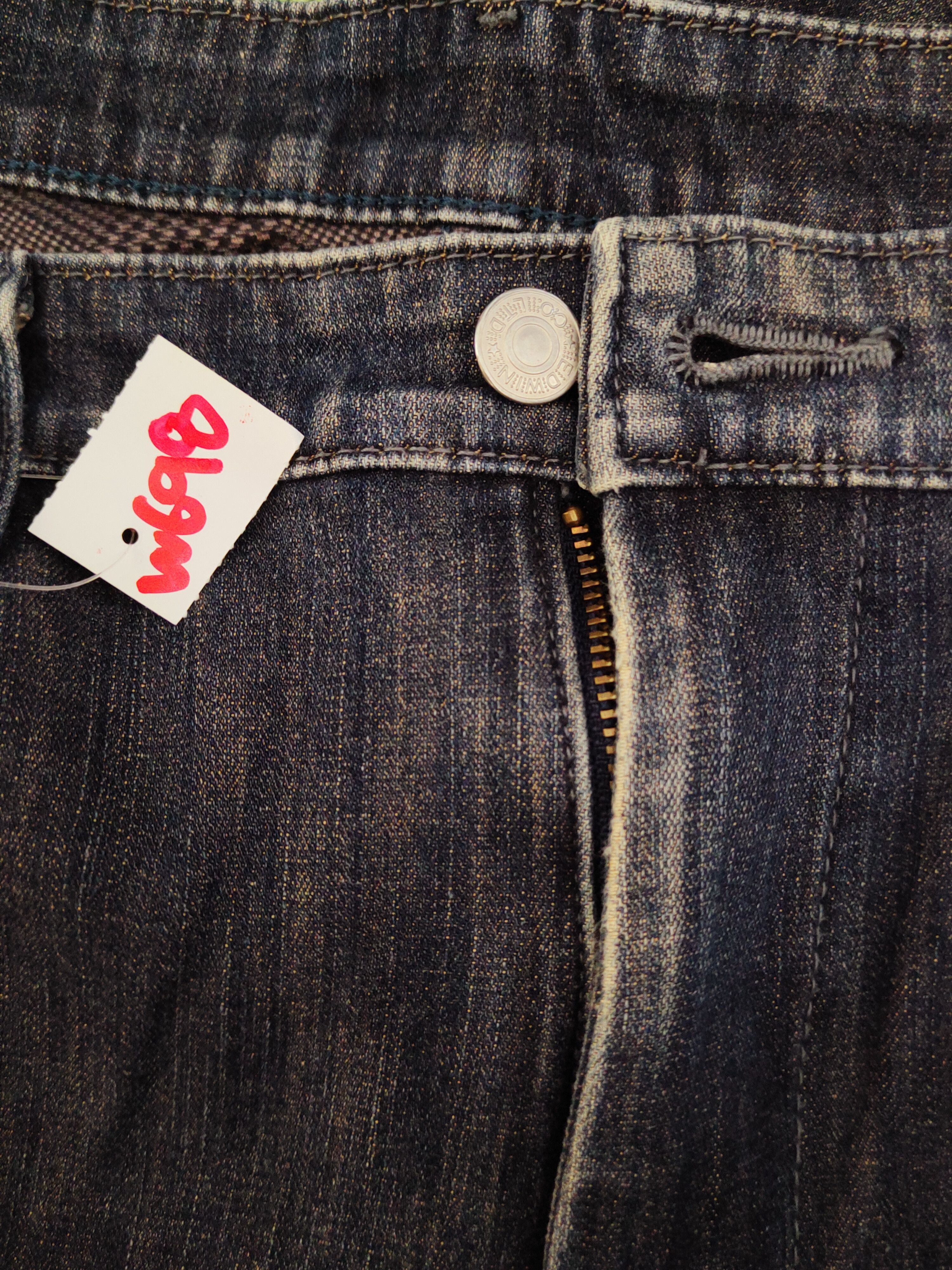 Edwin Edwin Dark Blue Distressed Ripped Jeans #W698 Size US 35 - 20 Thumbnail