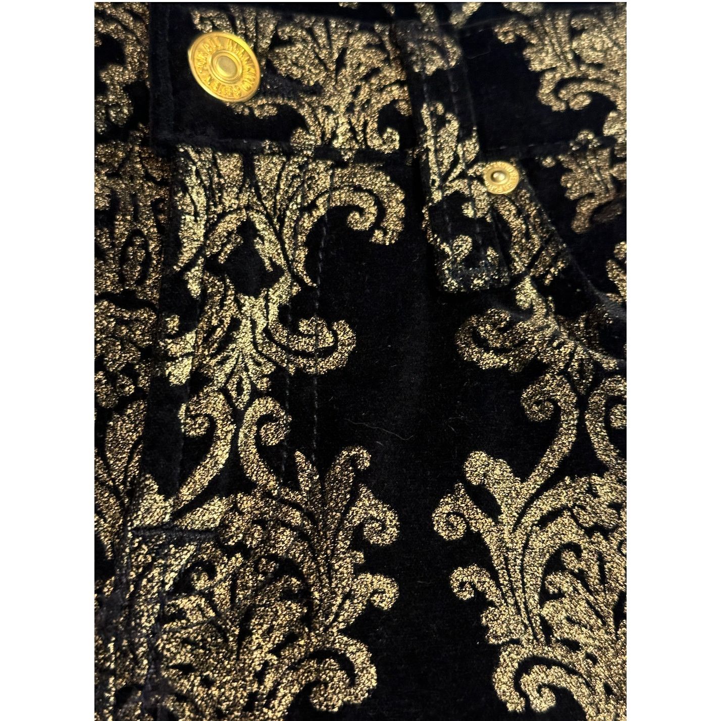 7 For All Mankind NWT Seven7 For All Mankind Brocade Black Gold Pants Holiday Size 26" / US 2 / IT 38 - 6 Thumbnail