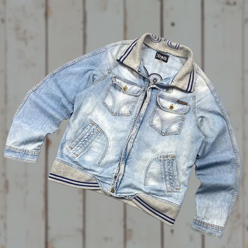 Dolce & Gabbana VINTAGE Dolce&Gabbana Denim Bomber Jacket Logo Men XL Blue Jacket Womens/Mens? Size US XL / EU 56 / 4 - 1 Thumbnail