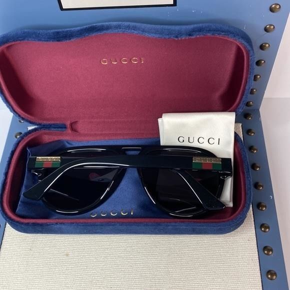 Gucci GUCCI GG0767S aviator sunglass comes in a shiny black frame Size ONE SIZE - 4 Thumbnail