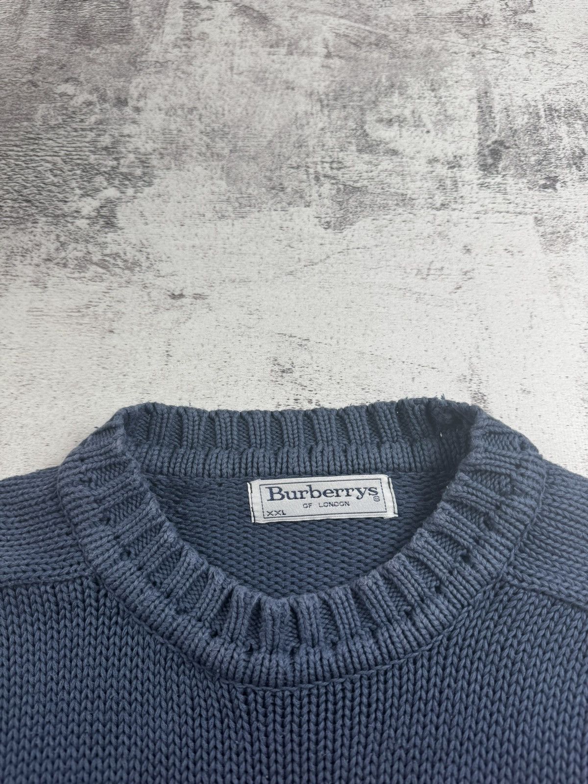 Burberry Burberrys Vintage 90s Men’s XXL Blue Knitted Cotton Sweatshirt Sweater Pullover Size US XXL / EU 58 / 5 - 7 Thumbnail
