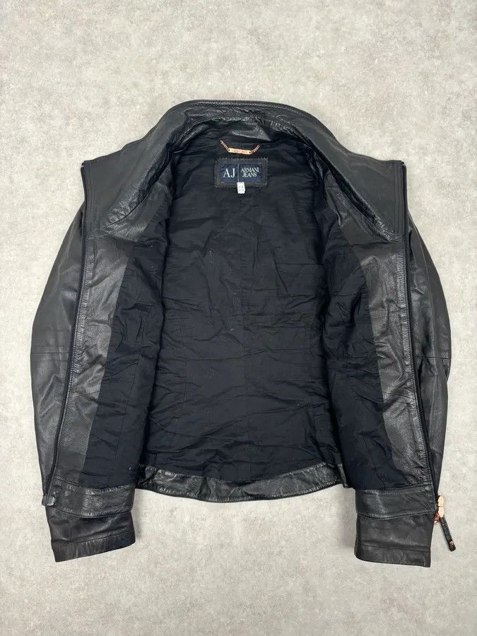 Armani 2000s Armani Black High-Neck Avant-Garde Leather Jacket Size S / US 4 / IT 40 - 9 Thumbnail