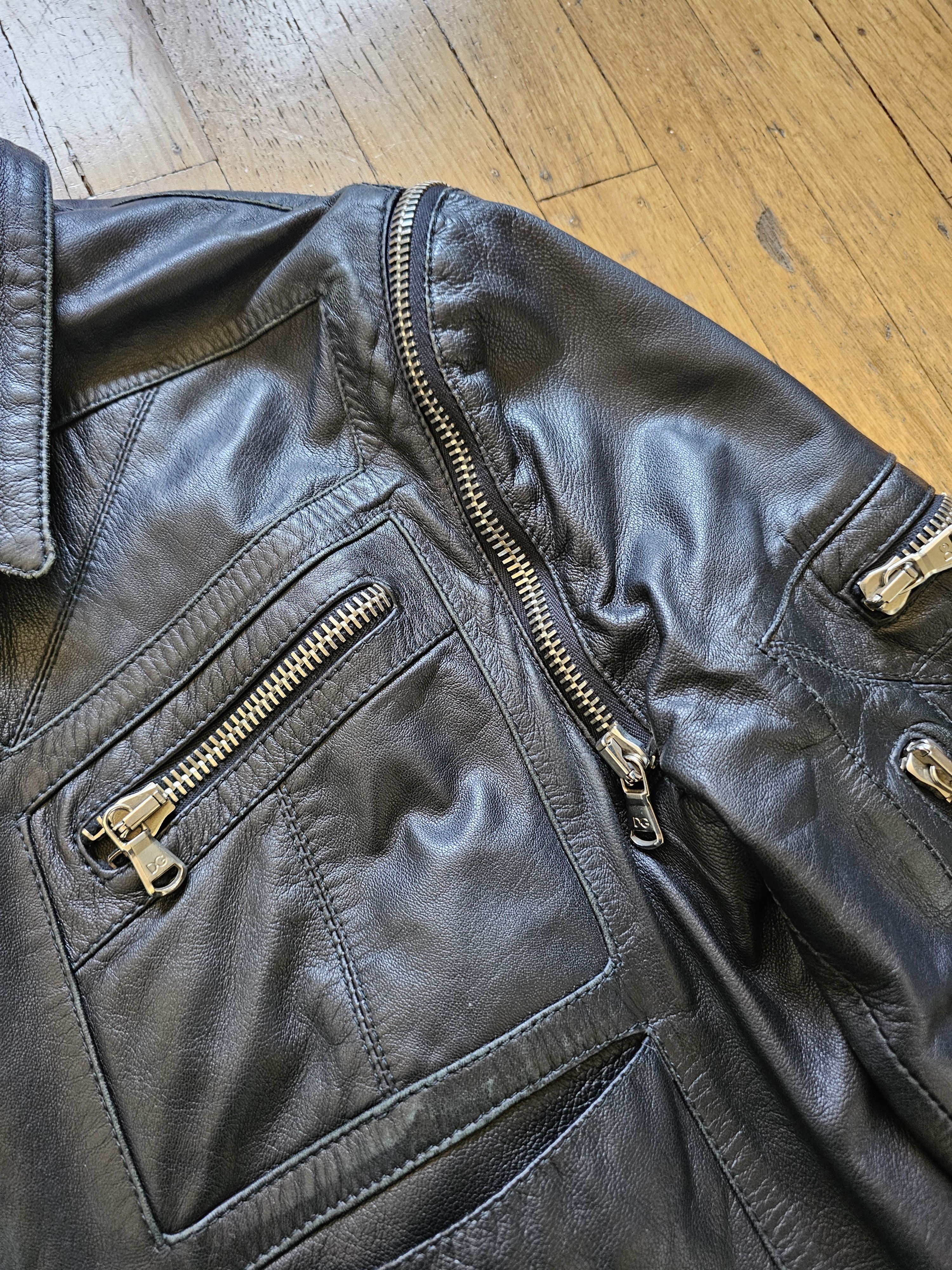 Dolce & Gabbana D&G 2002 Convertible Leather Moto Jacket Size US M / EU 48-50 / 2 - 20 Thumbnail