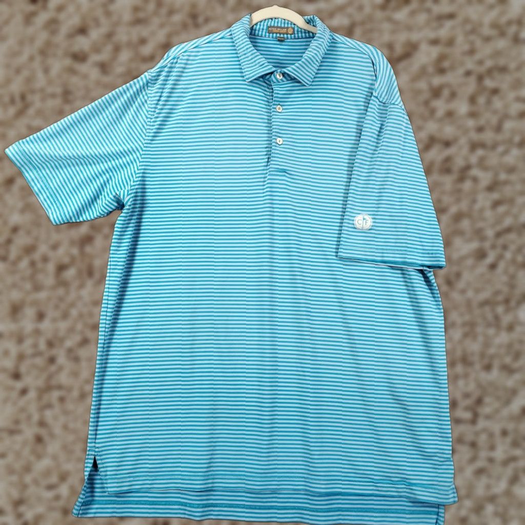 Peter Millar Peter Millar Summer Comfort Shirt Mens XL Blue White Stripe Tech Performance Polo Short Sleeve Golf Size US XL / EU 56 / 4 - 1 Thumbnail
