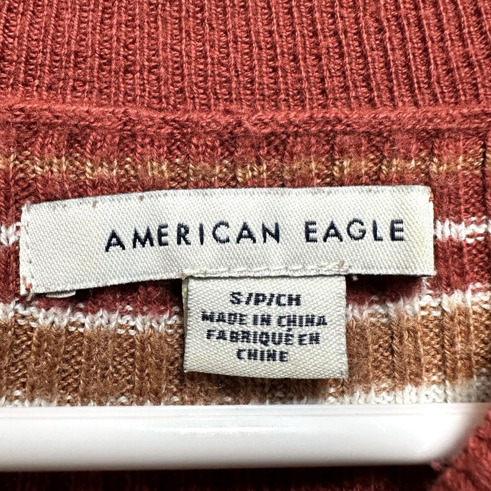 American Eagle Outfitters American Eagle Outfitters Shirt Womens Small Red Multi-stripe Fitted Ribbed T-Shirt Stretch Size S / US 4 / IT 40 - 4 Thumbnail