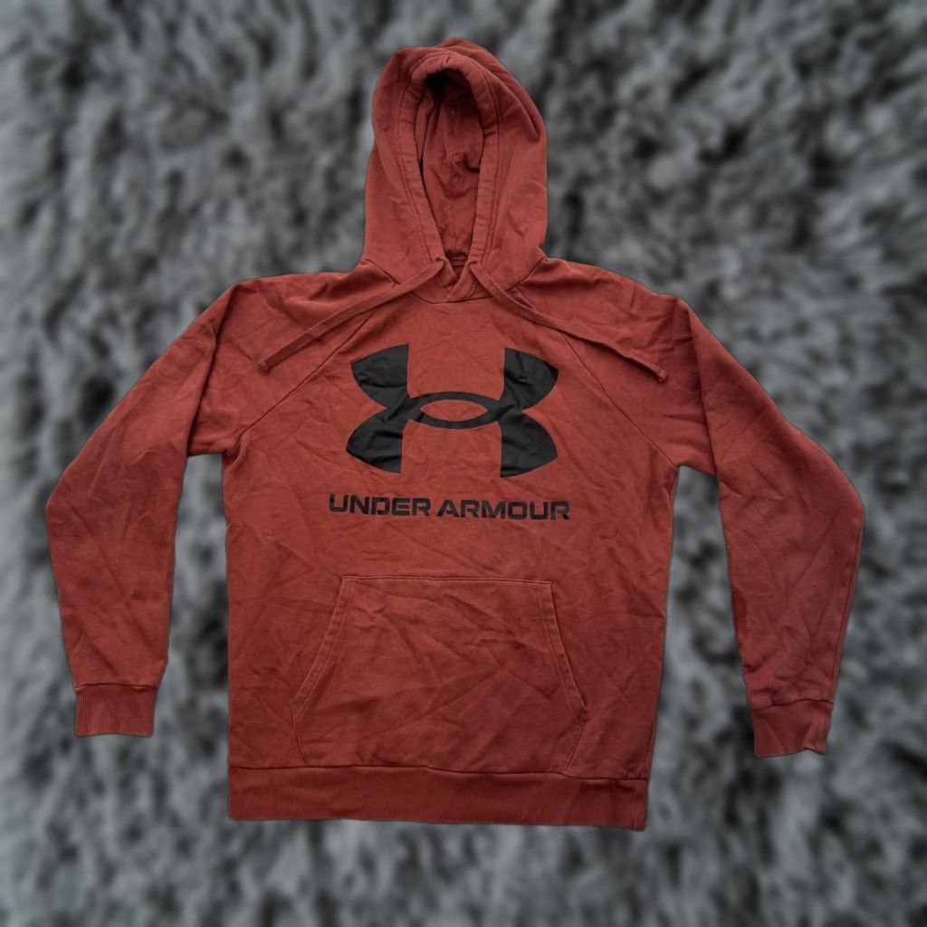 Under Armour Under Armour Hoodie Mens M Red ColdGear Pullover Sweatshirt Graphic Print Kangaroo Pocket Drawstring Hooded Size US M / EU 48-50 / 2 - 1 Thumbnail