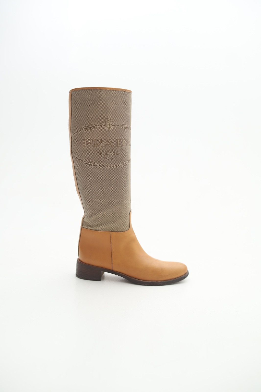 Prada PRADA MILANO Boots Leather Riding Tall Shoes Jacquard Logo Size US 6 / IT 36 - 3 Thumbnail