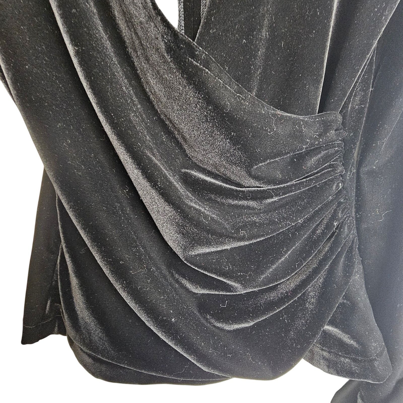 Vintage Vintage Cache Womens Black Velvet Surplice Blouse 8 Beaded Size M / US 6-8 / IT 42-44 - 3 Thumbnail