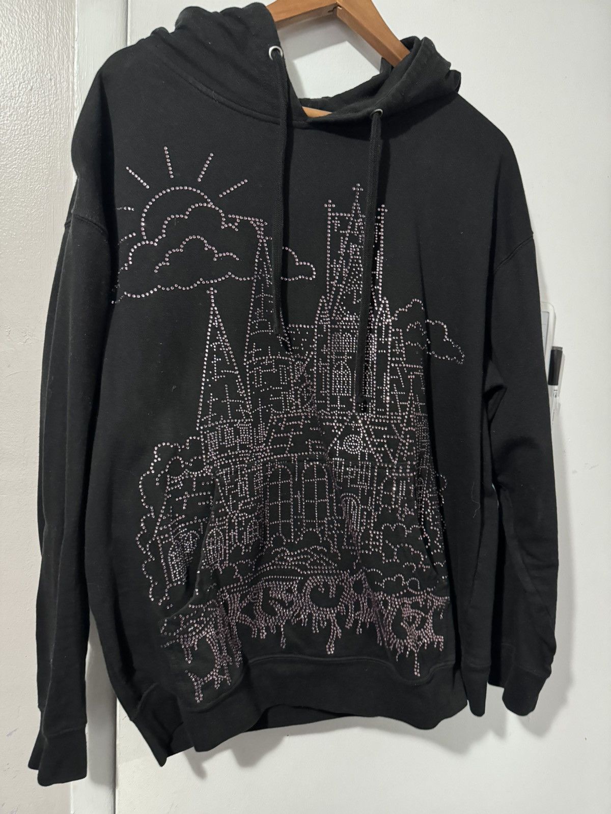 image of Jakischrist Rhinestone Hoodie in Purple, Men's (Size Large)