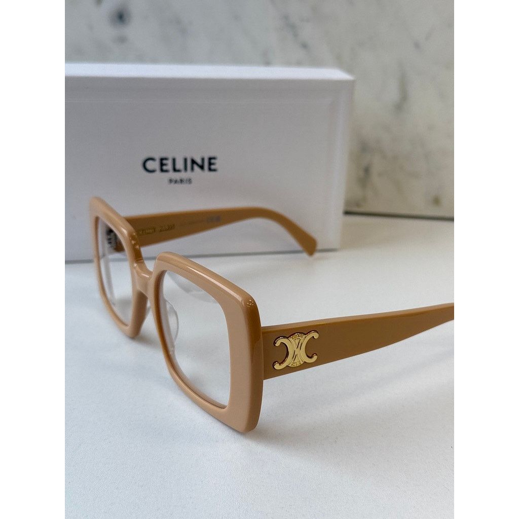 Celine NEW Celine CL50121I Triomphe Eyeglasses Frames Beige Size ONE SIZE - 5 Thumbnail