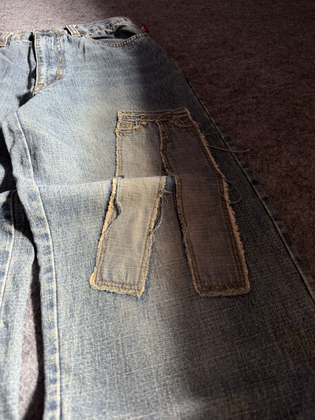 Beauty Beast × Japanese Brand Ignition Trompe L’oeil Pants On Pants Patched Denim Jeans Size US 27 - 6 Thumbnail