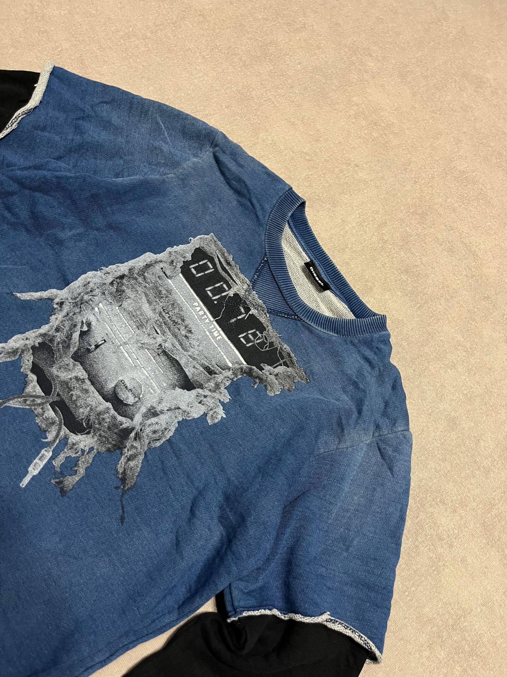 Diesel Vintage Diesel Blue Denim Sweatshirt Women`s Big Logo Sz 12 Size M / US 6-8 / IT 42-44 - 6 Thumbnail