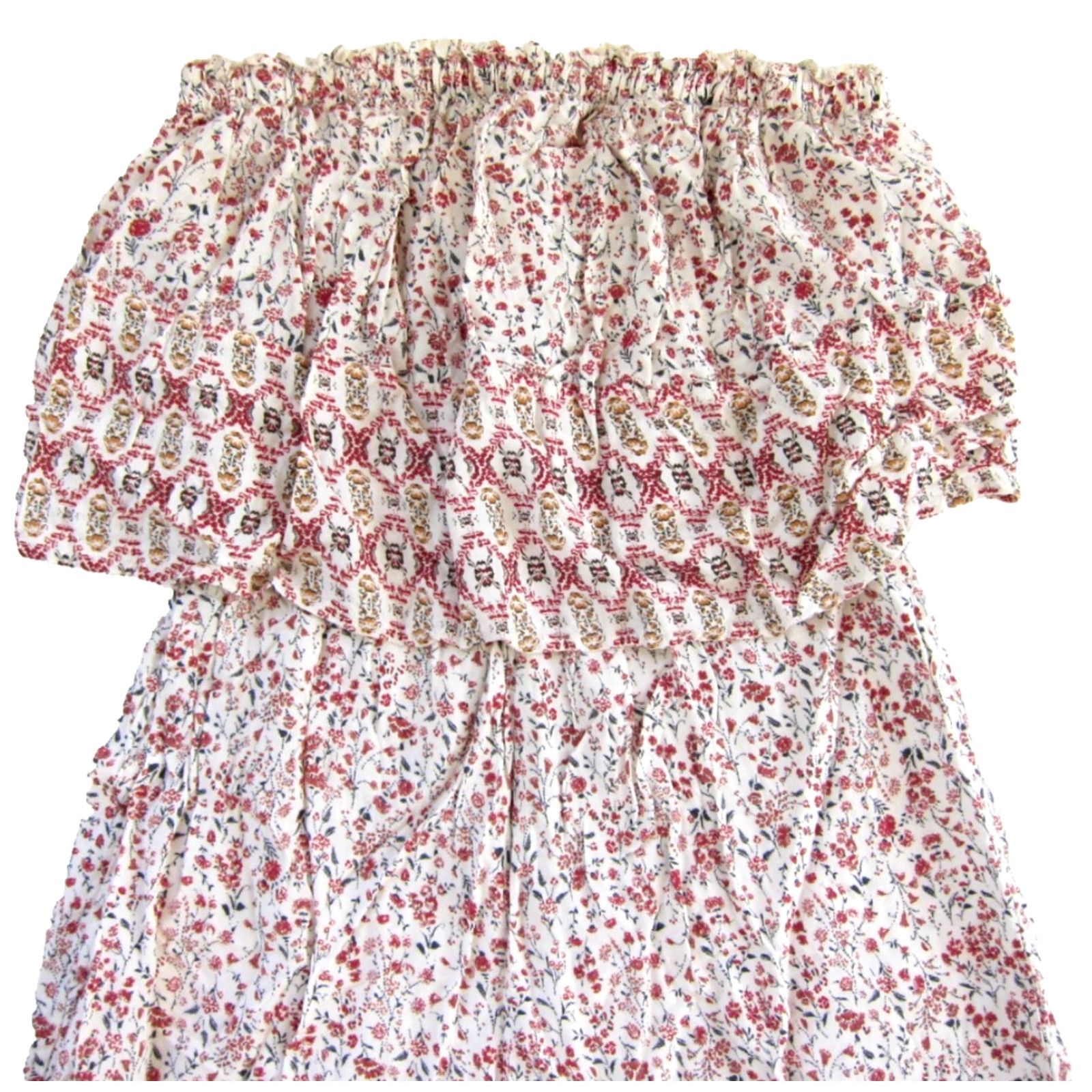 Pinko Japna Pink Ivory Floral 100% Rayon Strapless Wide Leg Romper Jumpsuit Medium Size 32" / US 10 / IT 46 - 4 Thumbnail
