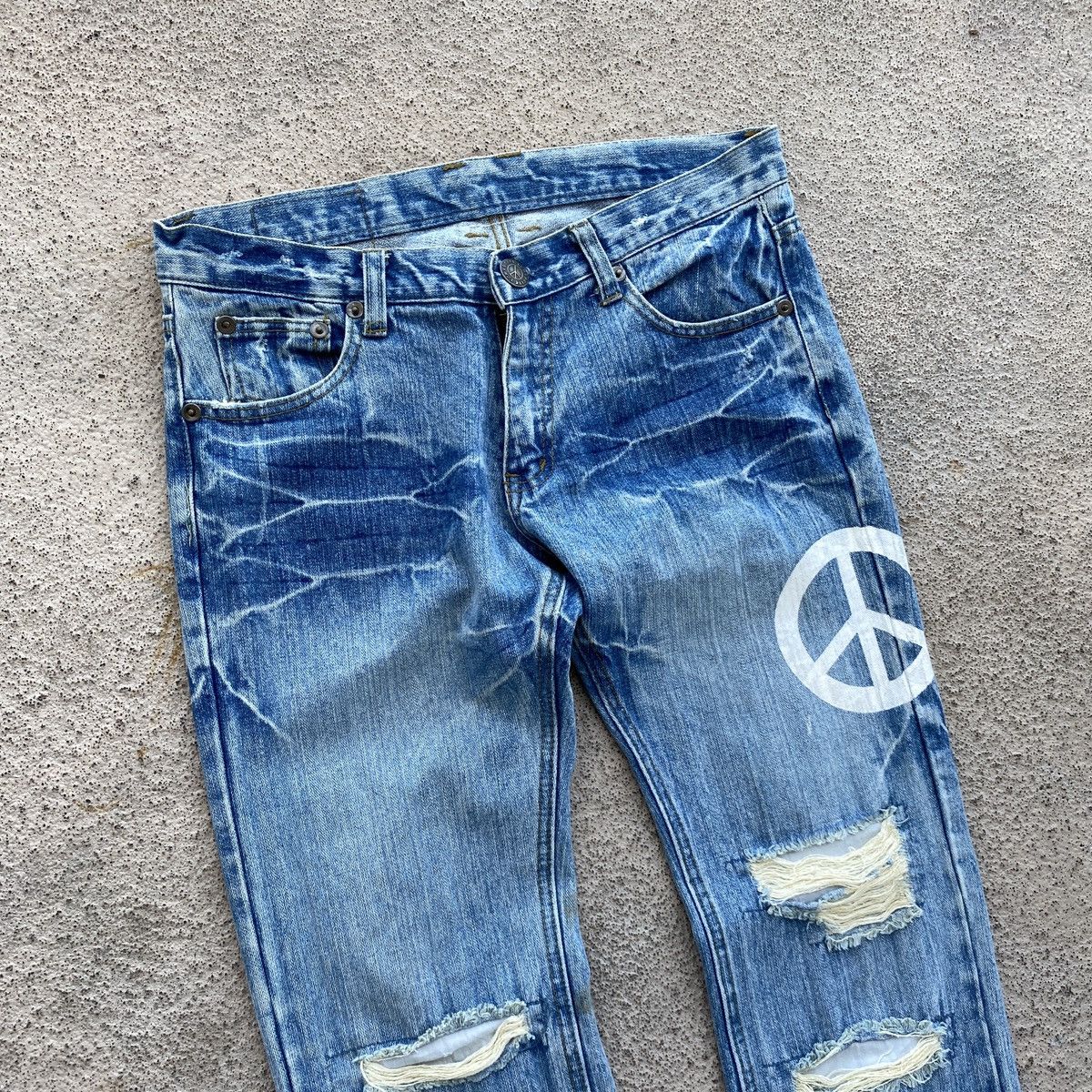 Hysteric Glamour × If Six Was Nine × Japanese Brand PEACE Hippies Japan Big Logo Distressed Jeans Y2K Size US 32 / EU 48 - 5 Thumbnail
