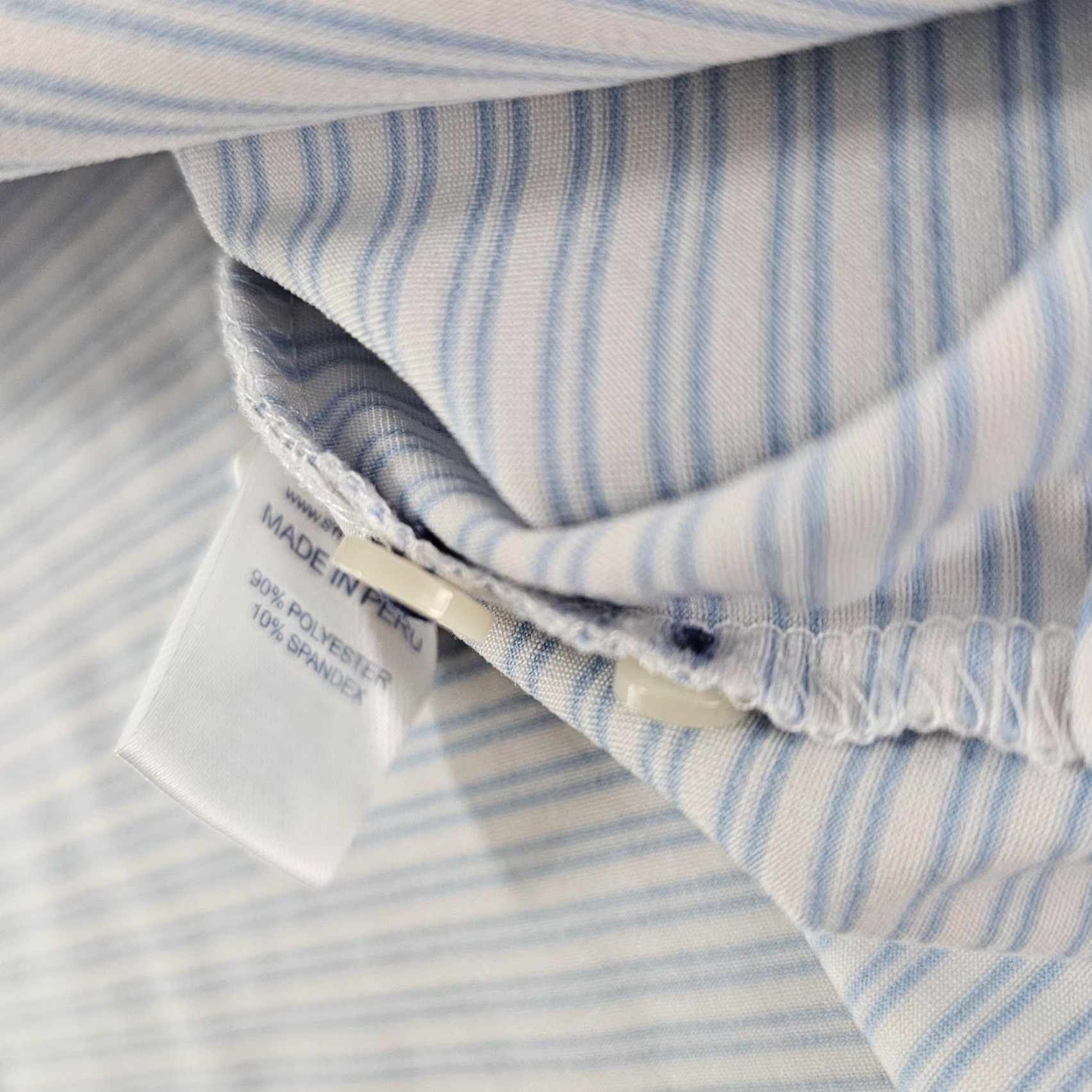 Vintage Stitch Polo Shirt Mens Large Light Blue White Stripe Performance Golf Stretch Size US L / EU 52-54 / 3 - 4 Thumbnail