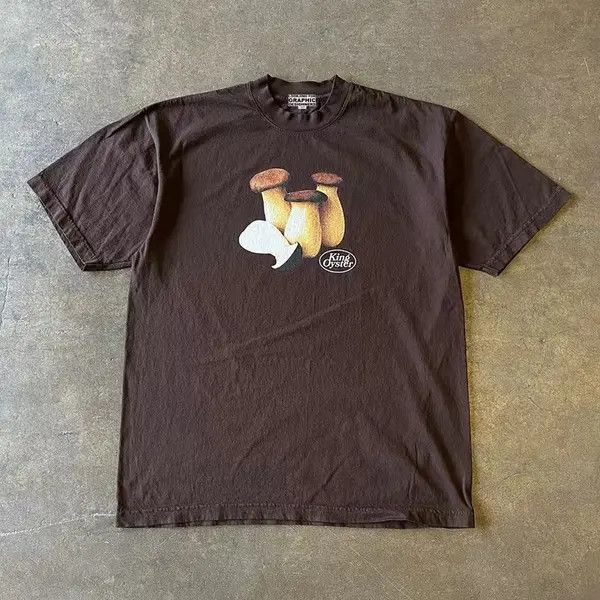 Japanese Brand VIBE Brown casual retro mushroom print t-shirt Size US M / EU 48-50 / 2 - 7 Thumbnail