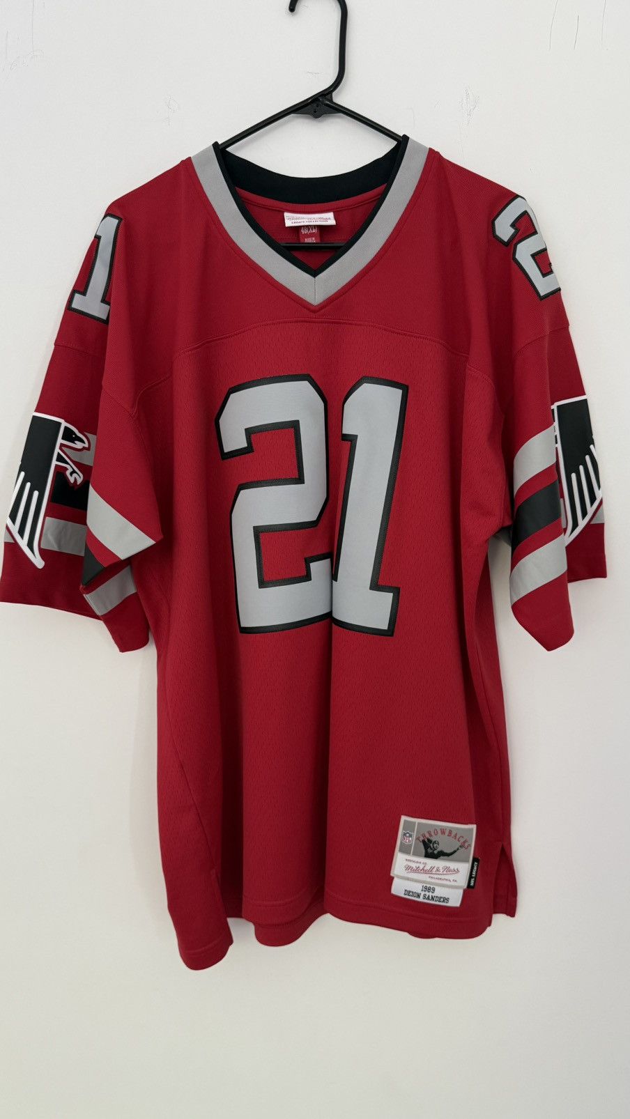 Throwback Jersey Red Deion Sanders Falcons Jersey Mitchell Ness