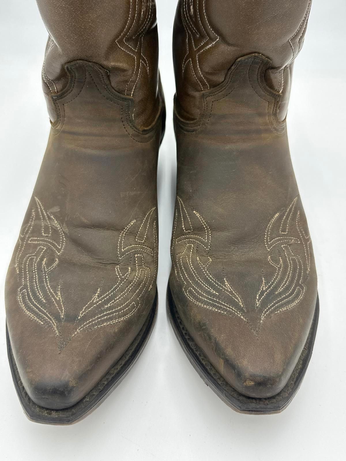 Designer Stylish Brown Western Cowboy Boots with Intricate Stitching Size US 9.5 / EU 42-43 - 4 Thumbnail