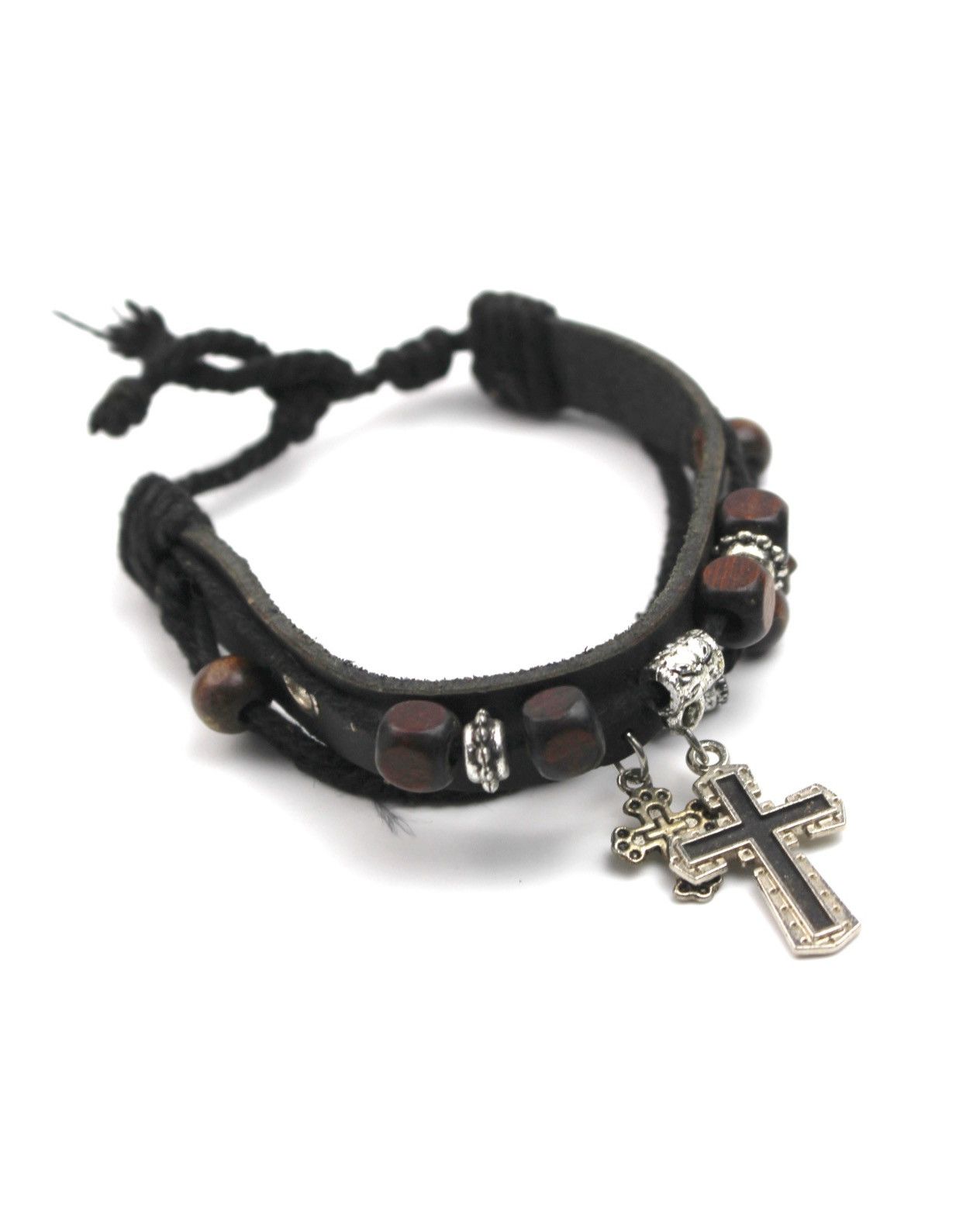 If Six Was Nine 2000S JAPANESE MADE MIDNIGHT FAITH CROSS LEATHER BRACELET Size ONE SIZE - 1 Thumbnail