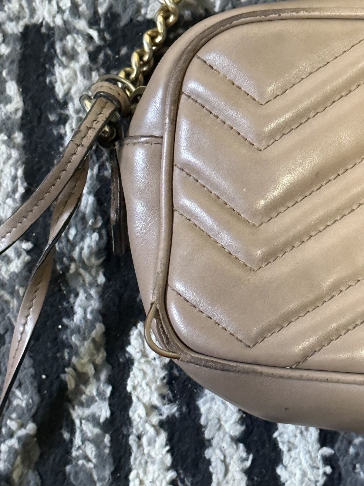 Gucci Gucci GG Marmont Mini Camera Bag in Taupe Leather Size ONE SIZE - 4 Thumbnail